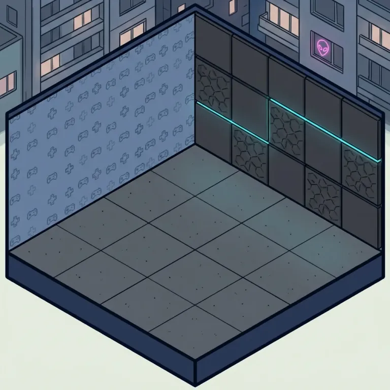 The empty Gamer's Bedroom room, waiting for stickers