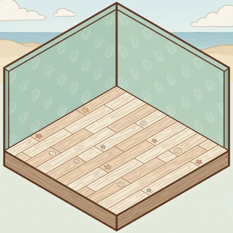 The empty Seaside Cottage room, waiting for stickers