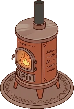 Fireplaces and stoves, a sticker from the Autumn Forest world
