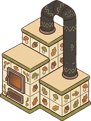 Fireplaces and stoves, a sticker from the Autumn Forest world