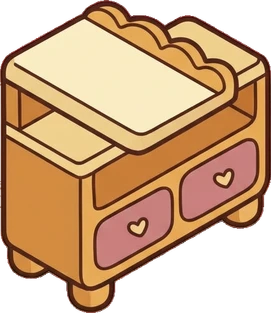 Dressers and low cabinets, a sticker from the Bakery Corner world