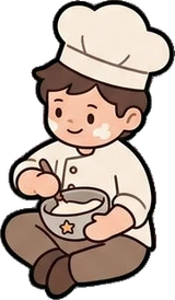 People sitting, a sticker from the Bakery Corner world