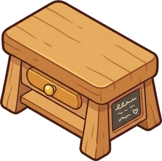 Desks and workbenches, a sticker from the Bakery Corner world