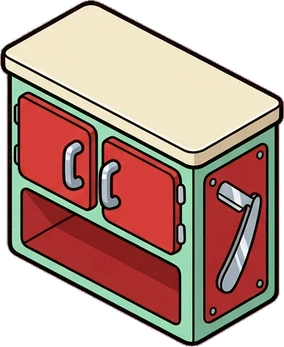Desks and workbenches, a sticker from the The Barbershop world