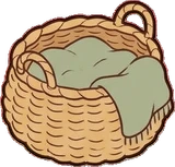 Baskets and floor things, a sticker from the Cat Café world