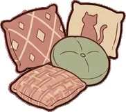 Baskets and floor things, a sticker from the Cat Café world