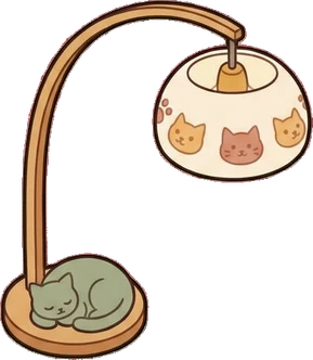 Floor lamps, a sticker from the Cat Café world