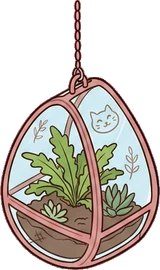 Hanging plants, a sticker from the Cat Café world
