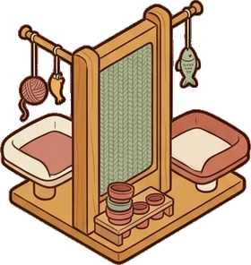 Big floor pieces, a sticker from the Cat Café world
