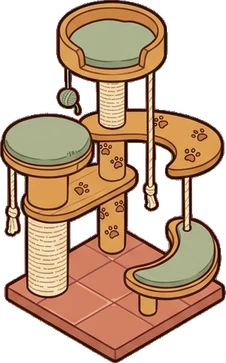 Big floor pieces, a sticker from the Cat Café world