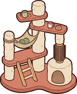 Big floor pieces, a sticker from the Cat Café world
