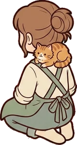People sitting, a sticker from the Cat Café world