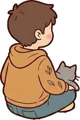 People sitting, a sticker from the Cat Café world