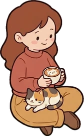 People sitting, a sticker from the Cat Café world