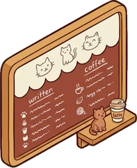 Signboards and chalkboards, a sticker from the Cat Café world
