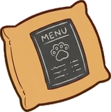 Cushions and blankets, a sticker from the Cat Café world