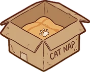 Cushions and blankets, a sticker from the Cat Café world