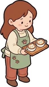 People standing, a sticker from the Cat Café world