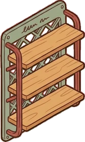 Wall shelves, a sticker from the Cat Café world
