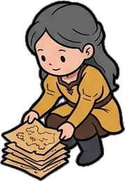 People crouching, a sticker from the The Dragon's Hoard world