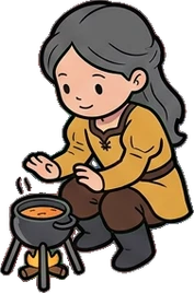 People crouching, a sticker from the The Dragon's Hoard world