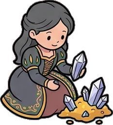 People crouching, a sticker from the The Dragon's Hoard world