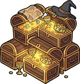 Big floor pieces, a sticker from the The Dragon's Hoard world