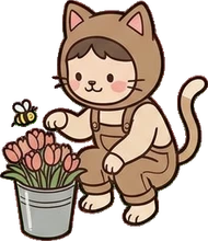 People crouching, a sticker from the The Flower Shop world