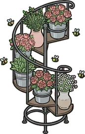 Big floor pieces, a sticker from the The Flower Shop world