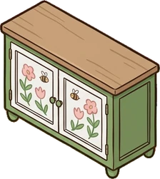 Dressers and low cabinets, a sticker from the The Flower Shop world