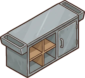 Dressers and low cabinets, a sticker from the The Flower Shop world