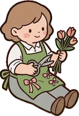People sitting, a sticker from the The Flower Shop world