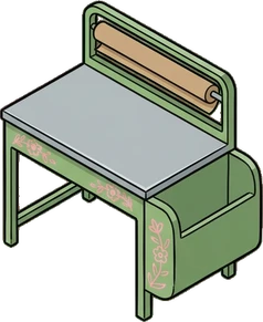 Desks and workbenches, a sticker from the The Flower Shop world