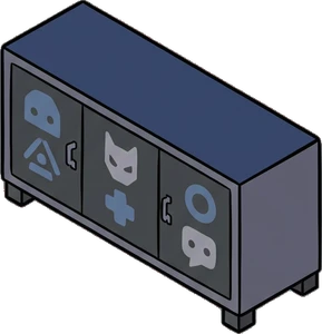 Dressers and low cabinets, a sticker from the Gamer's Bedroom world