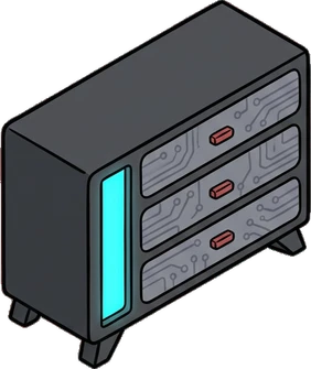 Dressers and low cabinets, a sticker from the Gamer's Bedroom world