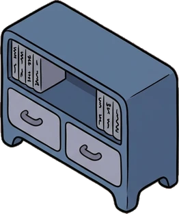 Dressers and low cabinets, a sticker from the Gamer's Bedroom world