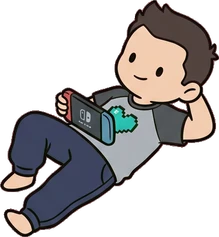 People lying down, a sticker from the Gamer's Bedroom world