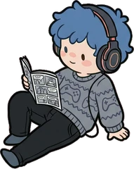 People sitting, a sticker from the Gamer's Bedroom world