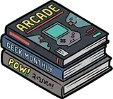 Shelf things, a sticker from the Gamer's Bedroom world