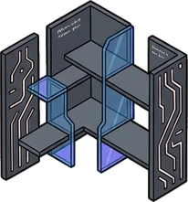 Wall shelves, a sticker from the Gamer's Bedroom world
