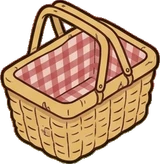 Baskets and floor things, a sticker from the Grandma's Kitchen world