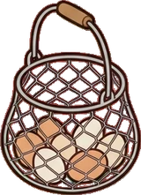 Baskets and floor things, a sticker from the Grandma's Kitchen world