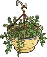 Hanging plants, a sticker from the Grandma's Kitchen world