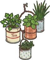 Hanging plants, a sticker from the Grandma's Kitchen world