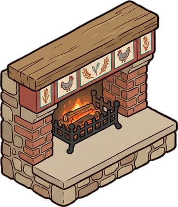 Fireplaces and stoves, a sticker from the Grandma's Kitchen world