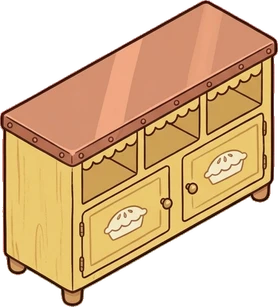 Dressers and low cabinets, a sticker from the Grandma's Kitchen world