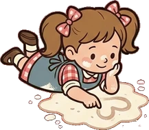 People lying down, a sticker from the Grandma's Kitchen world