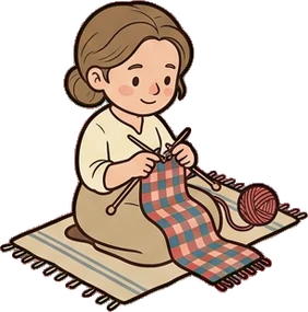 People sitting, a sticker from the Grandma's Kitchen world