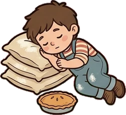 People sitting, a sticker from the Grandma's Kitchen world