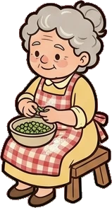 People sitting, a sticker from the Grandma's Kitchen world